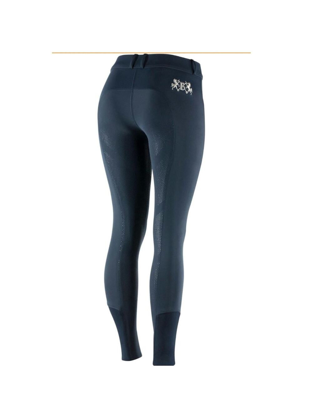 NWT B Vertigo Womens Sporty Riding-breeches Dark Navy Silver Logo Embroidery 34